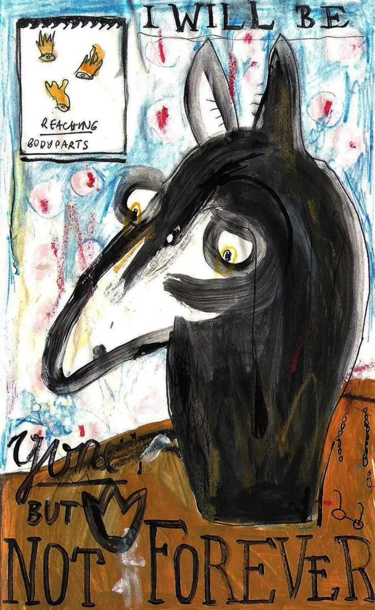 Illustration Painting of a sad Donkey lyrics Magnolia Electric Co Jason Molina Farewell Transmission